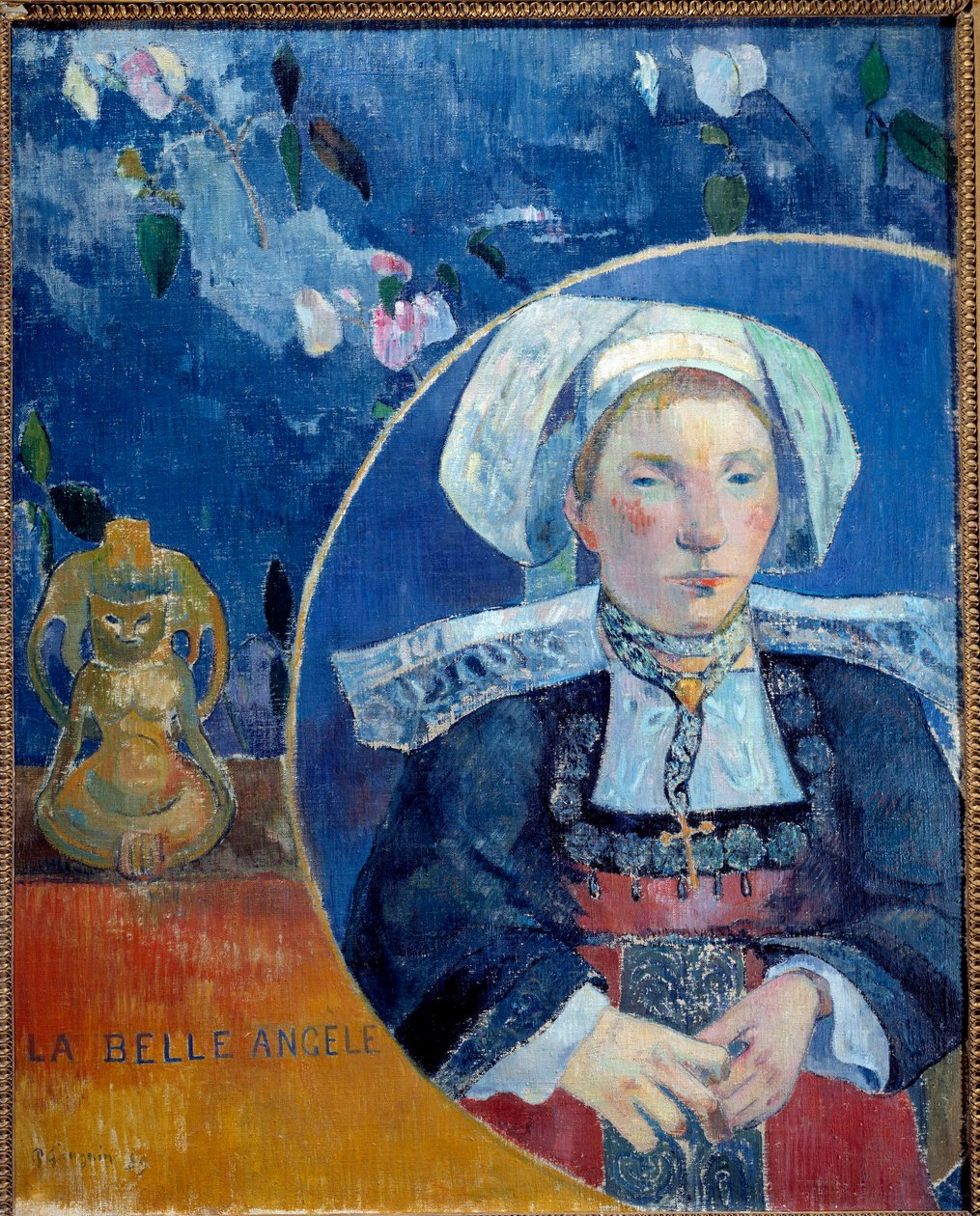 Portræt af den smukke Angele A Bretonne i traditionel dragt - Portræt af Madame de Satre (1868-1932) hoteliere i Pont Aven (Pont-Aven) - Maleri af Paul Gauguin (1848-1903) 1889 Søn 0,92 x 0,73 m Paris, musee d