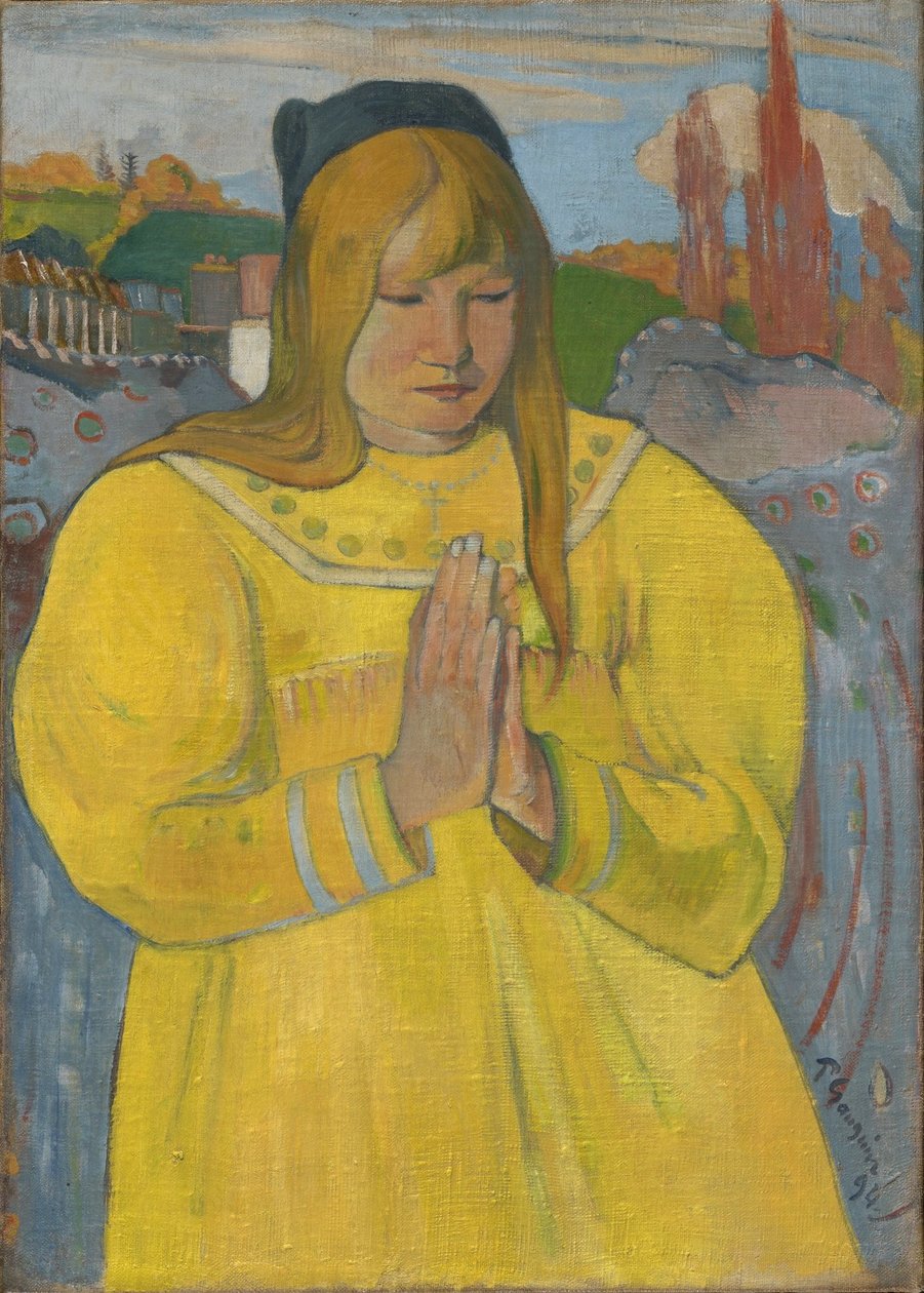 Bedende bretonsk pige / Ung kristen pige af Paul Gauguin