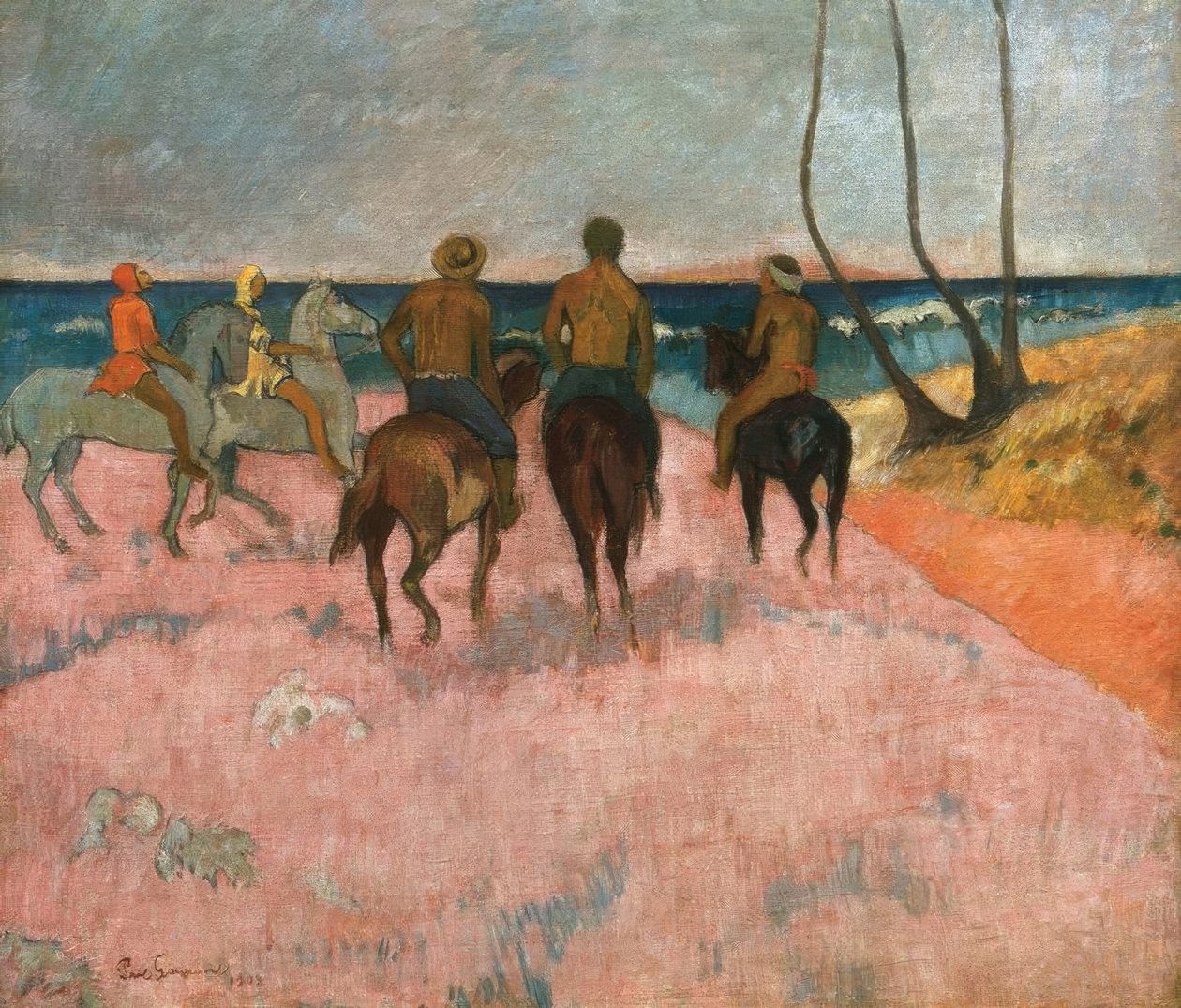 Rytter på stranden af Paul Gauguin