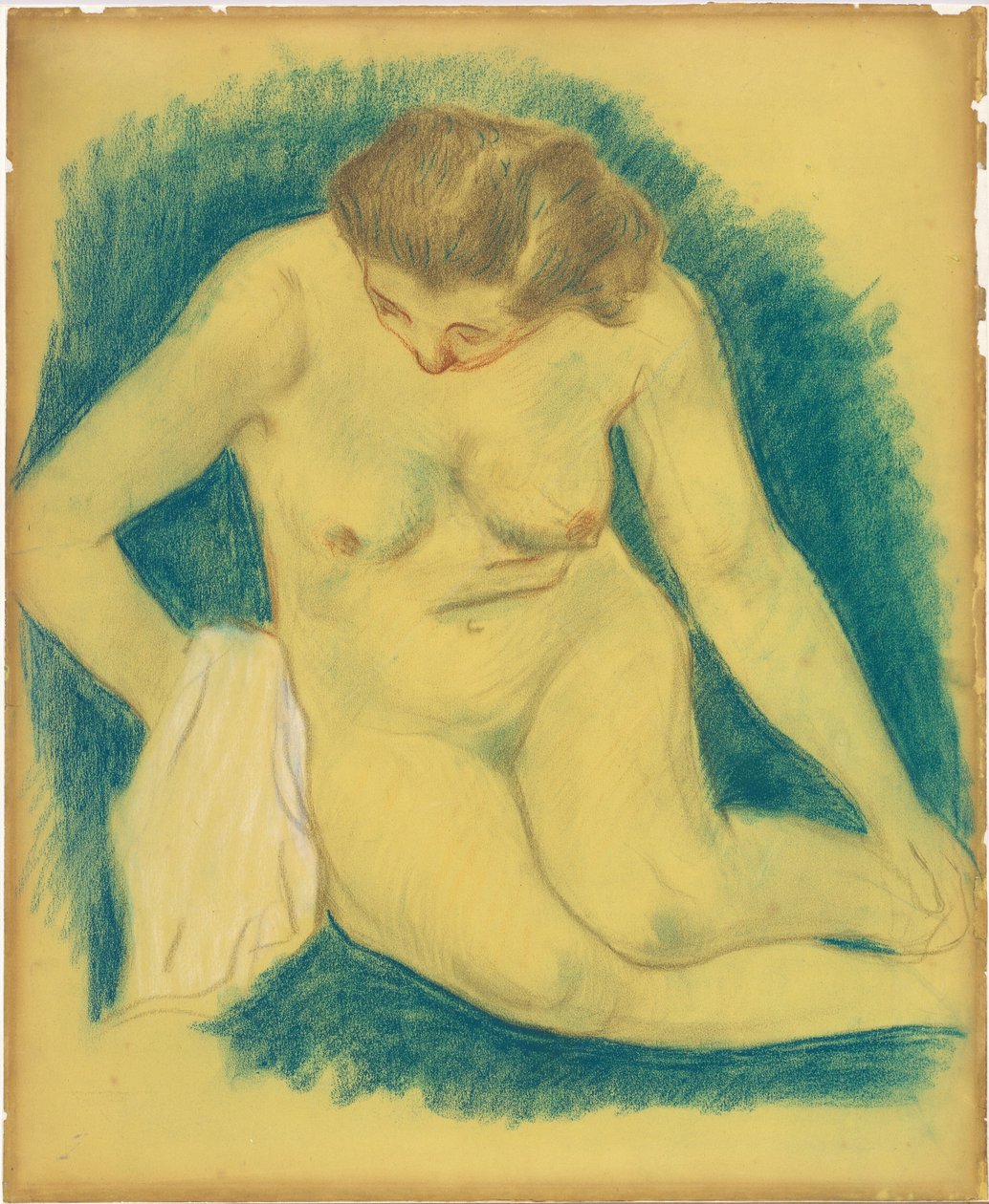Siddende nøgen set fra oven af Paul Gauguin