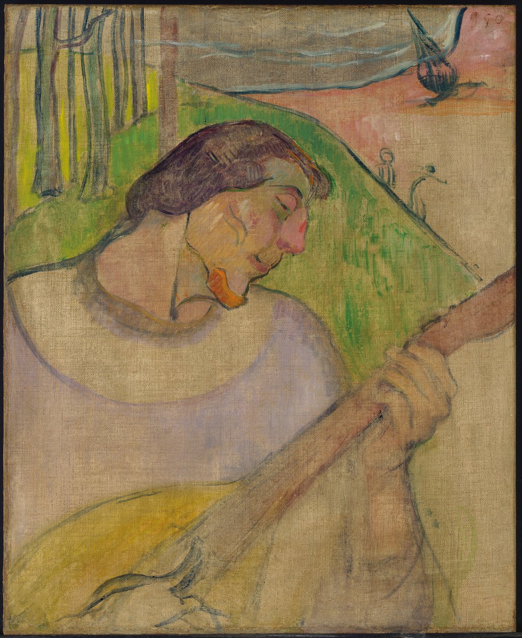 Selvportræt med mandolin, ca. 1889 (olie på lærred) af Paul Gauguin
