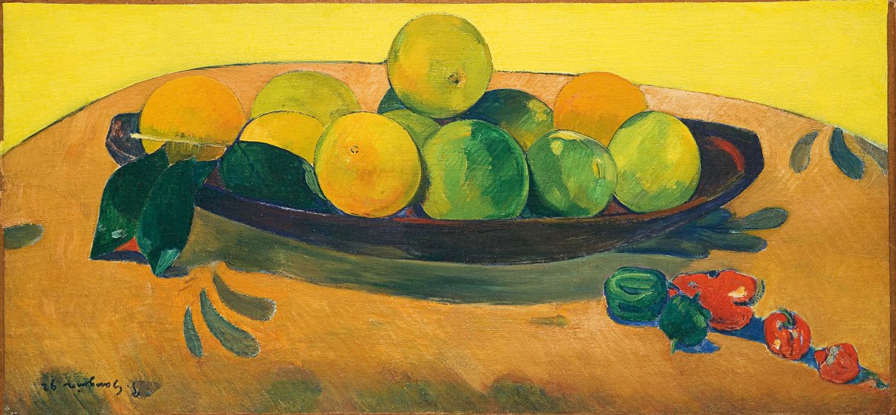 Stilleben med frugt og peberfrugt; Stilleben med frugter og peberfrugter, 1892 af Paul Gauguin