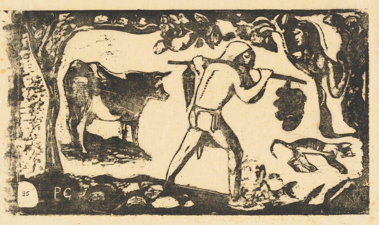 Tahitian Carrying Bananas Le porteur de fei, i eller efter 1895. af Paul Gauguin