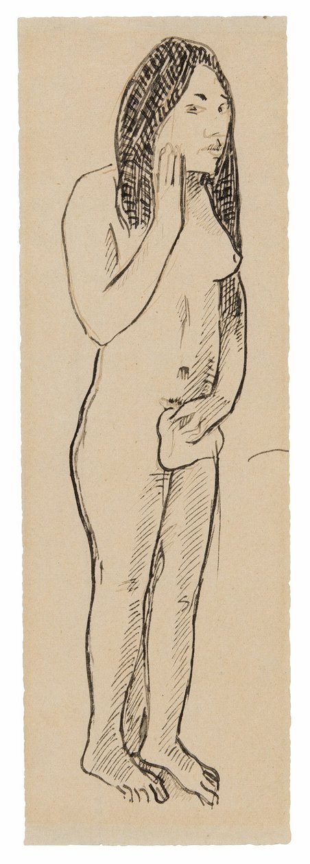 Tahitianske Eva (relateret til maleriet Parau ne te varua ino) (recto); Fragment af inskription (relateret til Cahier pour Aline) (verso) af Paul Gauguin