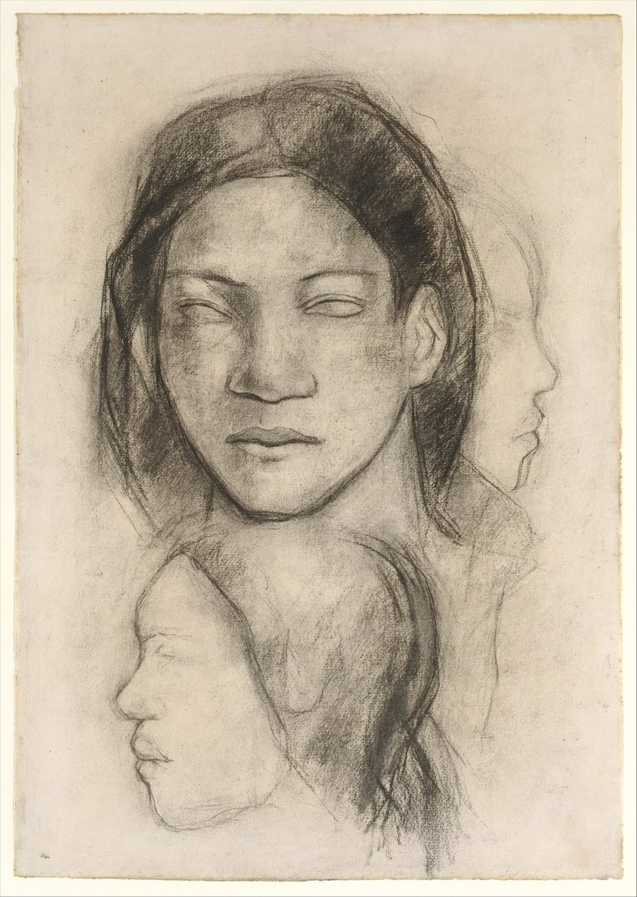 Tahitiske ansigter (forfra og i profil) af Paul Gauguin