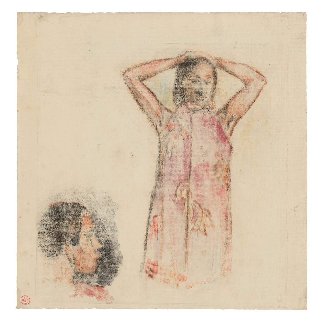 Tahitisk pige i Pink Pareu af Paul Gauguin