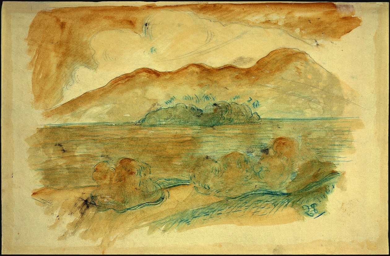 Tahitisk kyst, verso af Paul Gauguin