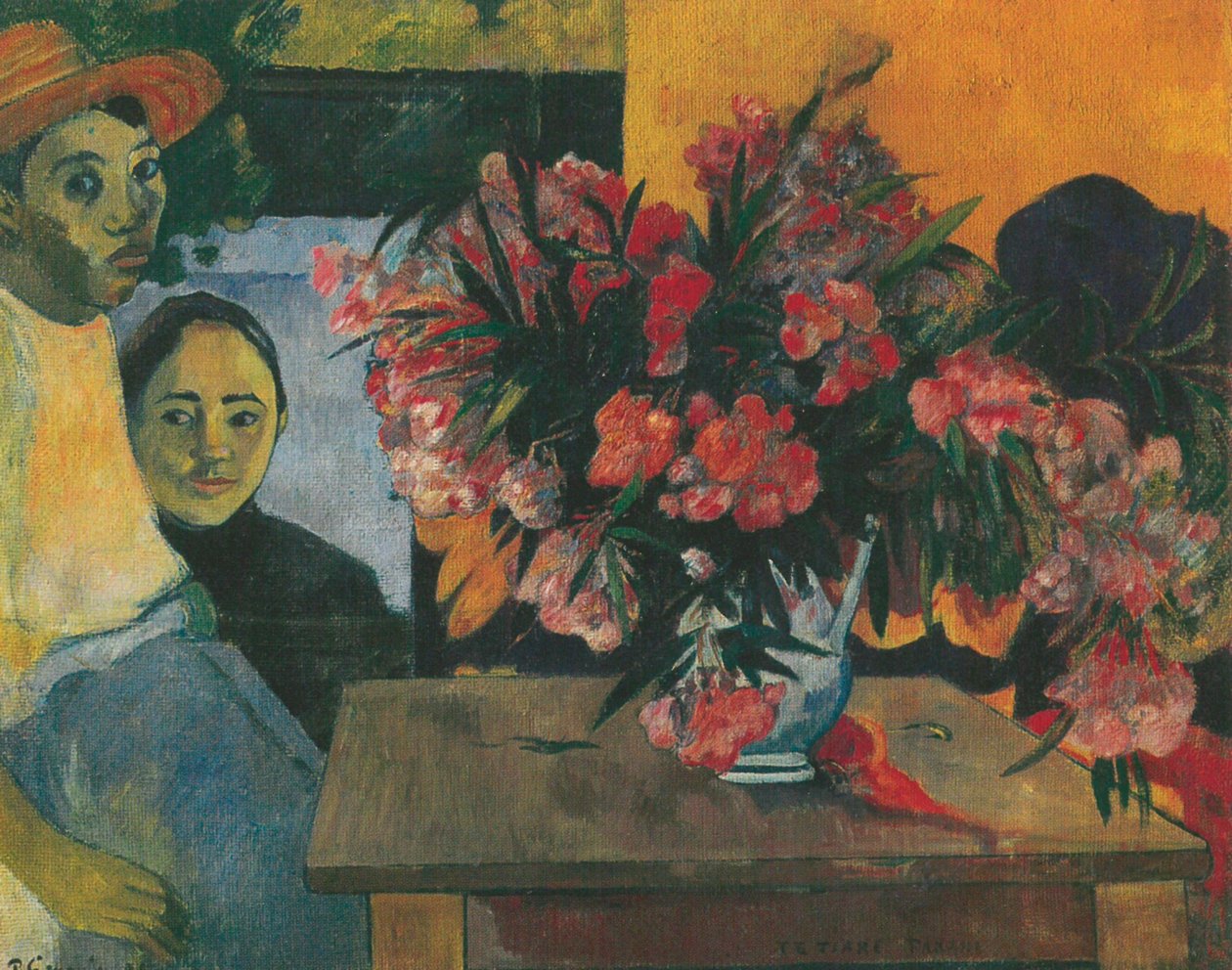 Tahitiansk:  Te tiare farani En buket blomster af Paul Gauguin