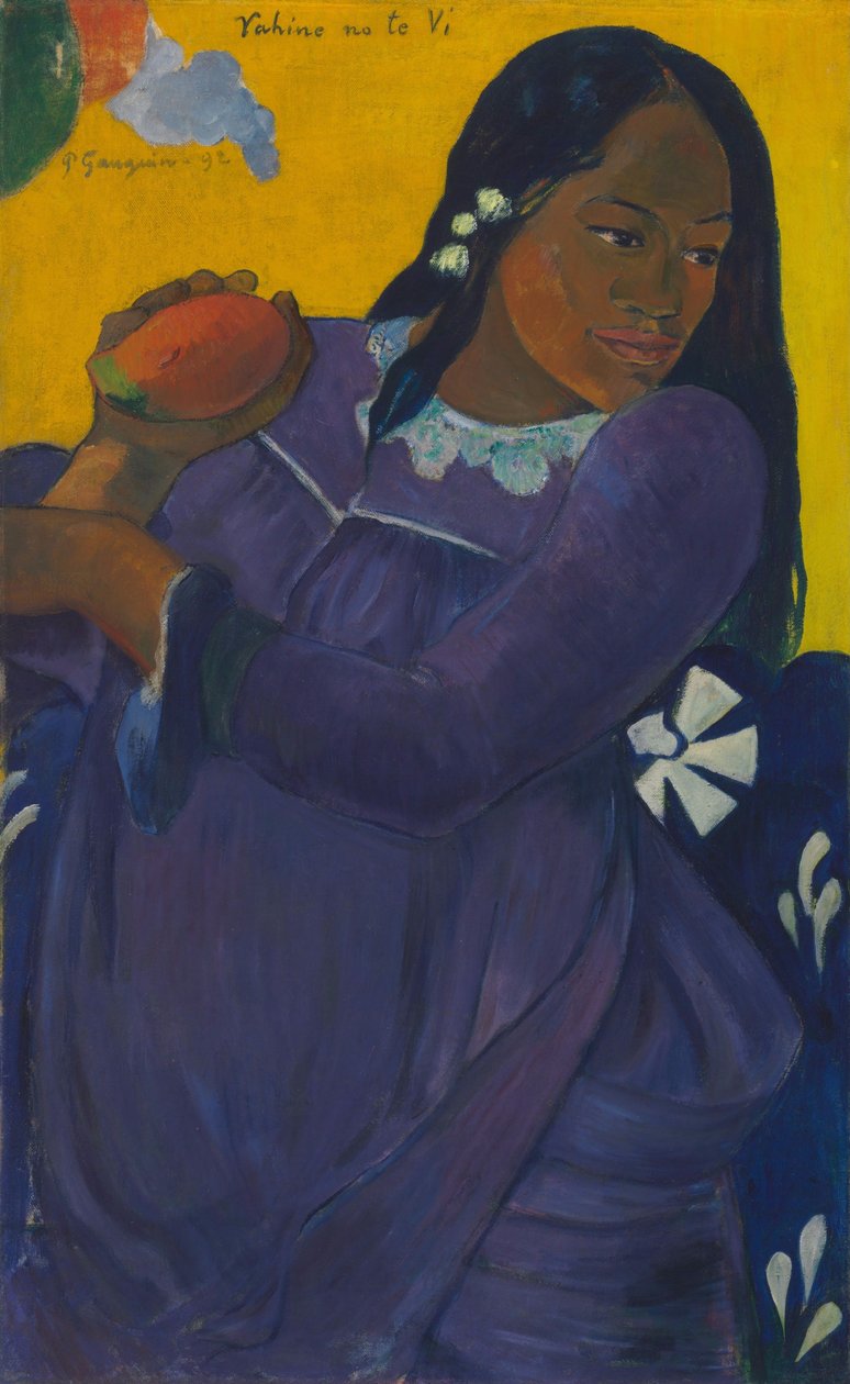 Tahitiansk:  Vahine no te vi Kvinde med mango af Paul Gauguin