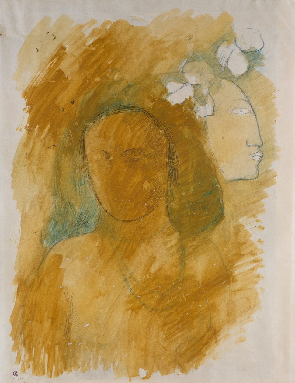 Tahitianische Frau mit bösem Geist af Paul Gauguin