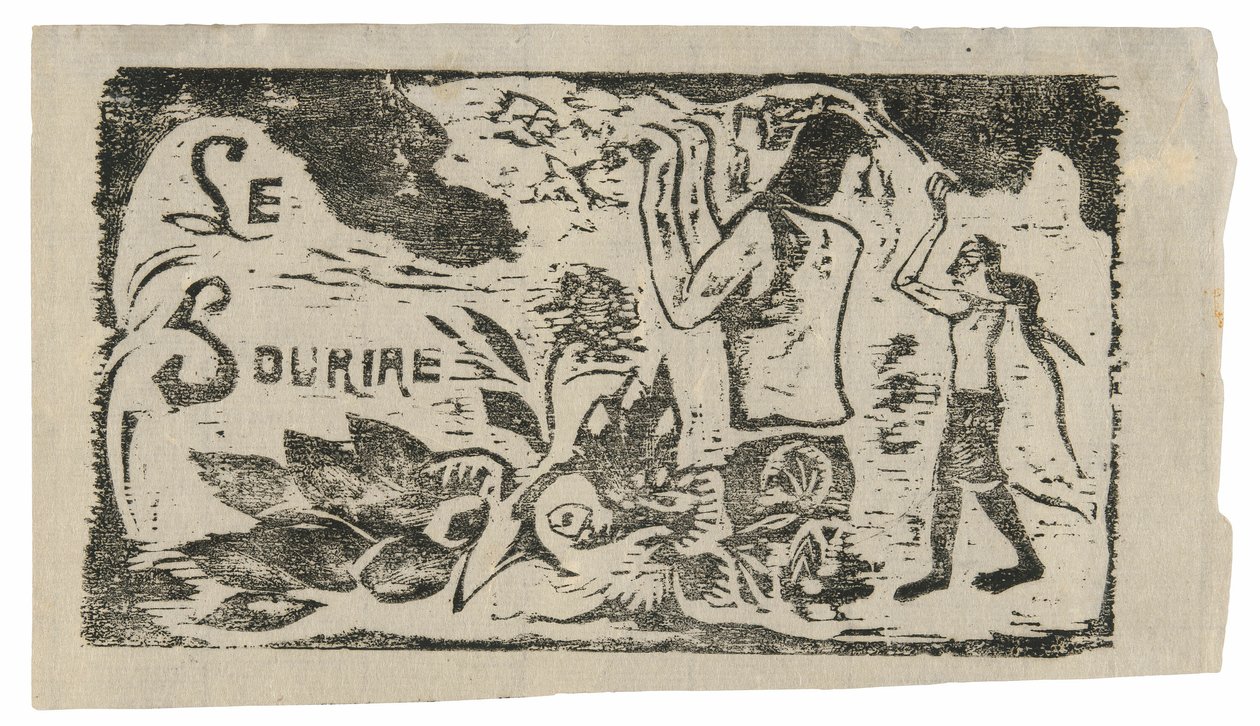 Tahiti, blomster og blade, hovedbeklædning til Le sourire af Paul Gauguin