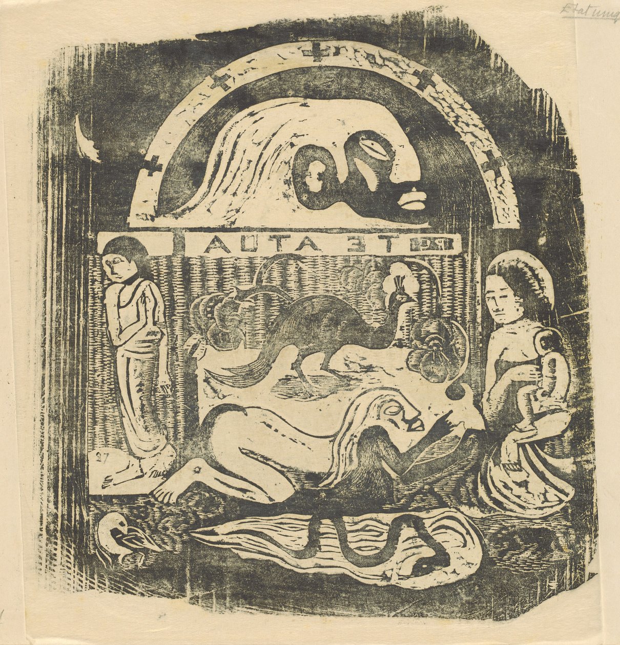 Te Atua The Gods Small Plate [recto], i eller efter 1895. af Paul Gauguin