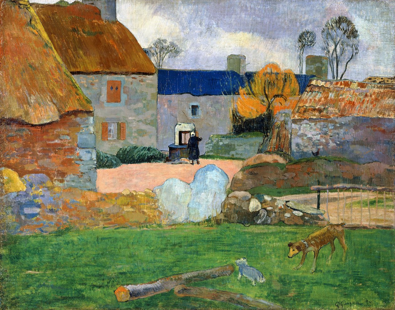 Det blå tag eller Pouldu-gården, 1890 af Paul Gauguin