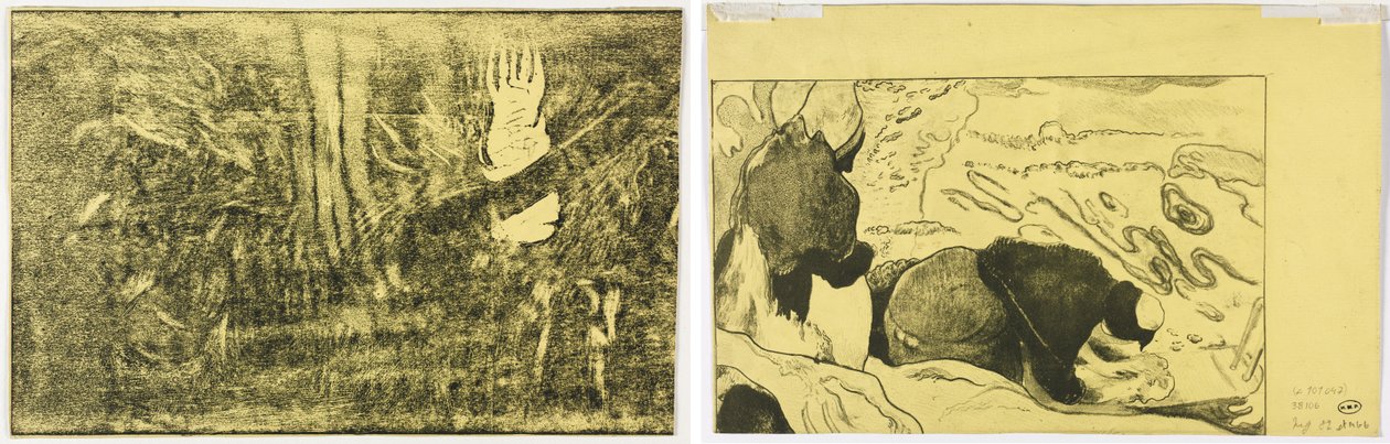 Djævelen taler (Mahna No Varua Ino) (recto); Kvinder vasker tøj (verso) af Paul Gauguin