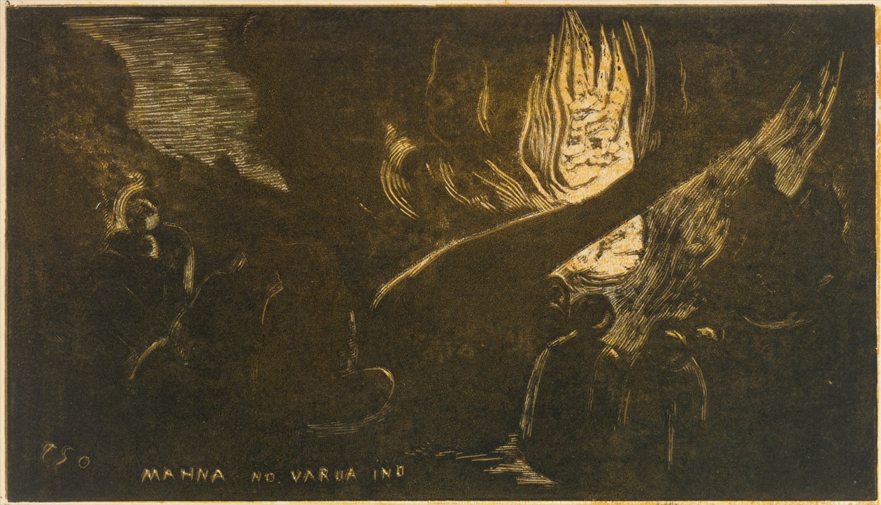 Djævelen taler Mahna No Varua Ino, fra Duft Noa Noa, 1893-94., 1893-94. af Paul Gauguin