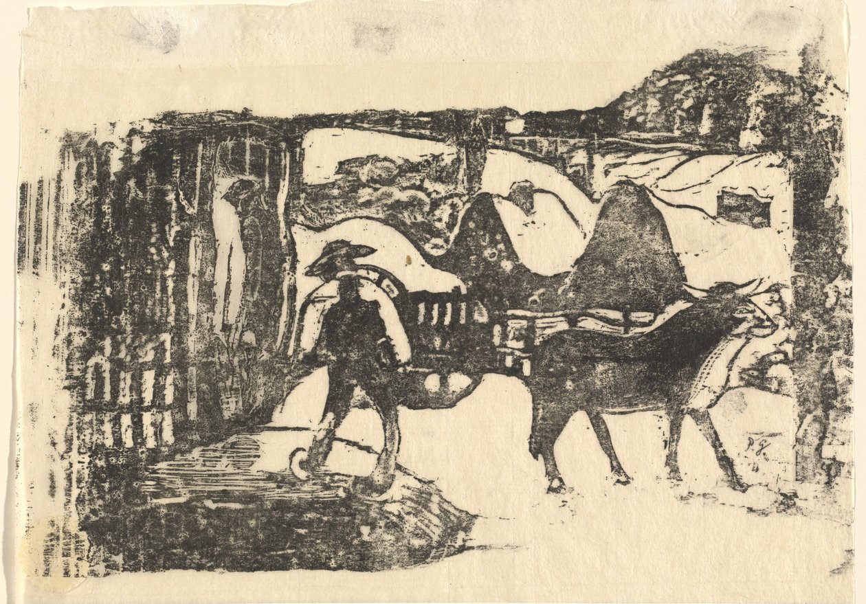 Oksevognen Le char a boeufs, i eller efter 1895. af Paul Gauguin