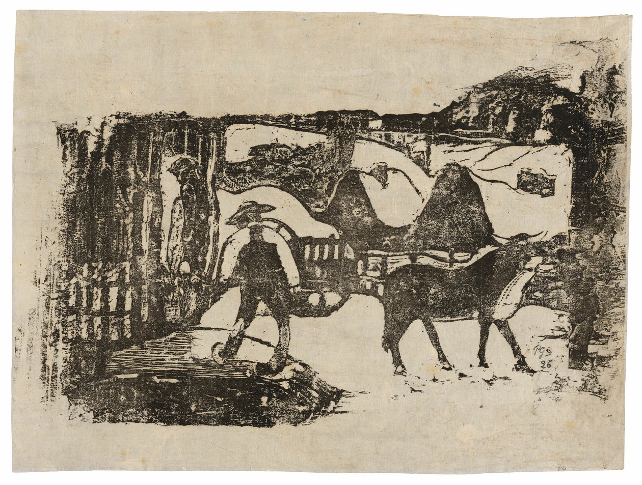 Oksevognen, fra Suite of Late Wood-Block Prints af Paul Gauguin