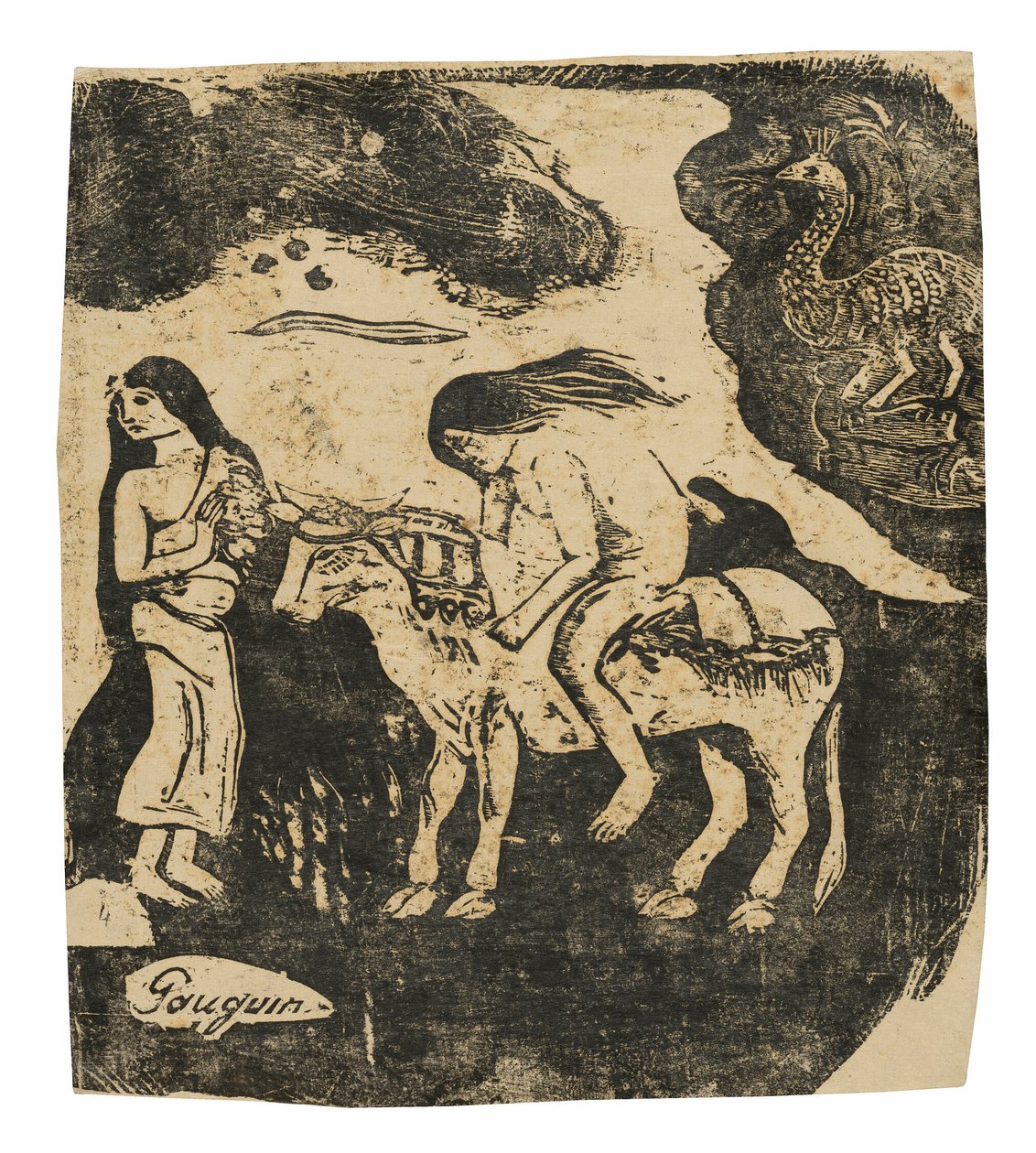 Voldtægten af Europa, fra serien af sene træsnit af Paul Gauguin