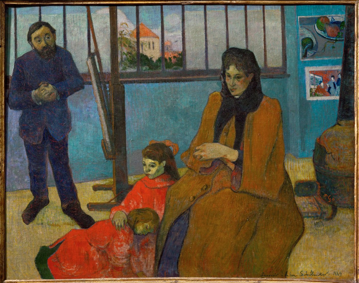 Maleren Emile Schuffeneckers atelier (maleri på lærred) af Paul Gauguin