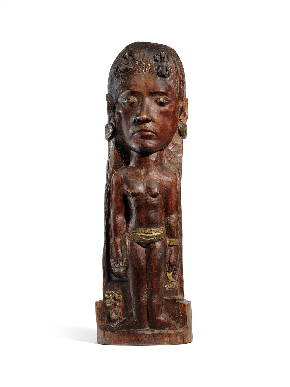 Thérèse, ca. 1902-3 (udskåret miro-træ, forgyldning og kobbersøm) (se også 2835560-2) af Paul Gauguin