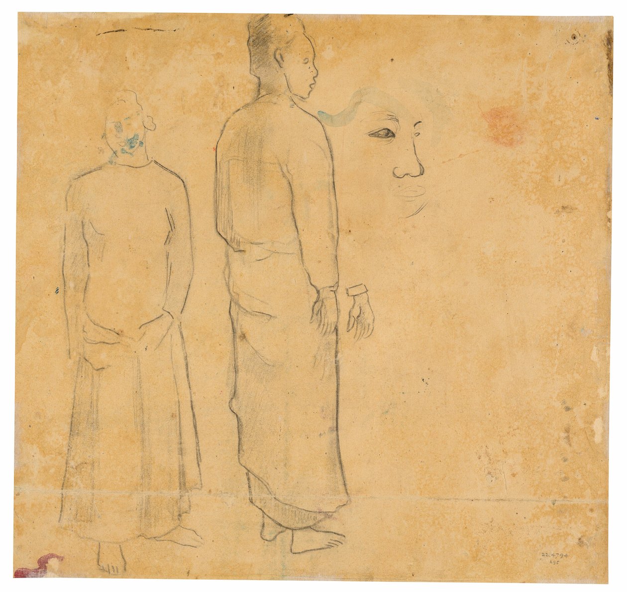 To figurer (relateret til maleriet Tahitian Landscape) af Paul Gauguin