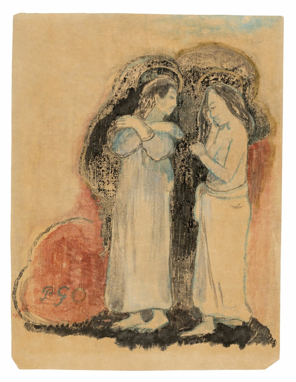 To stående tahitianske kvinder af Paul Gauguin