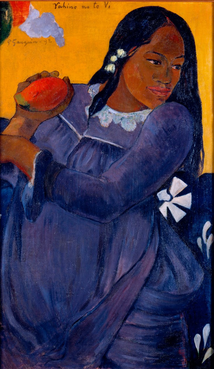 Tahitiansk kvinde, der holder en mango af Paul Gauguin