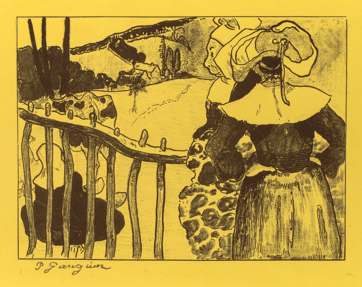 Volpini Suite: Bretonske kvinder ved en port af Paul Gauguin
