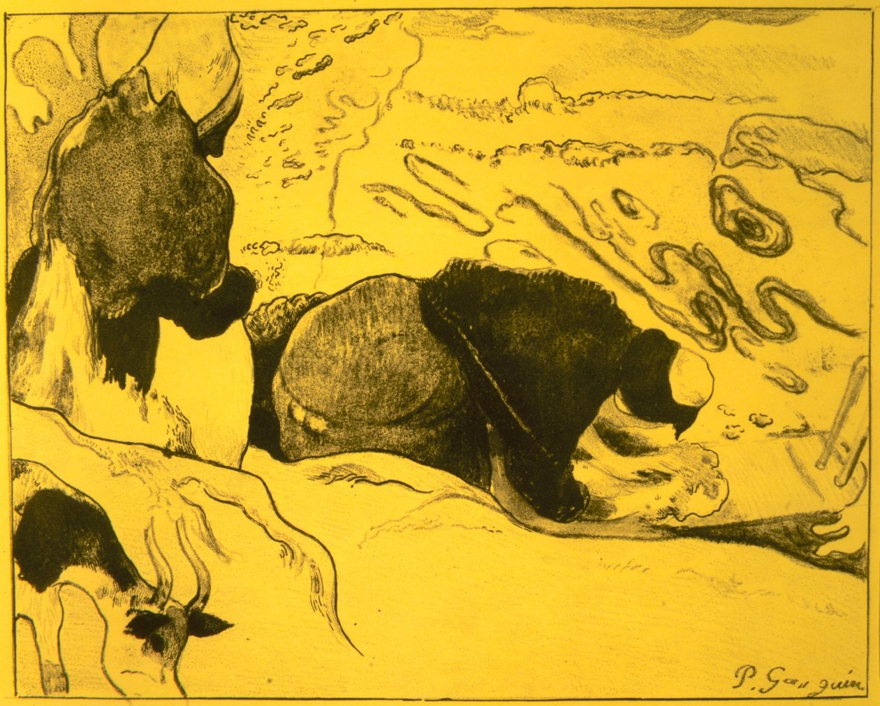 Washerwomen, fra Volpini Suite: Dessins lithographiques, 1889., 1889. af Paul Gauguin