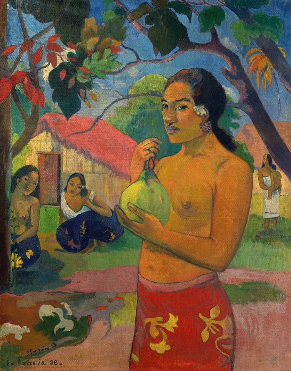 Hvor skal du hen?, eller kvinde, der holder en frugt af Paul Gauguin