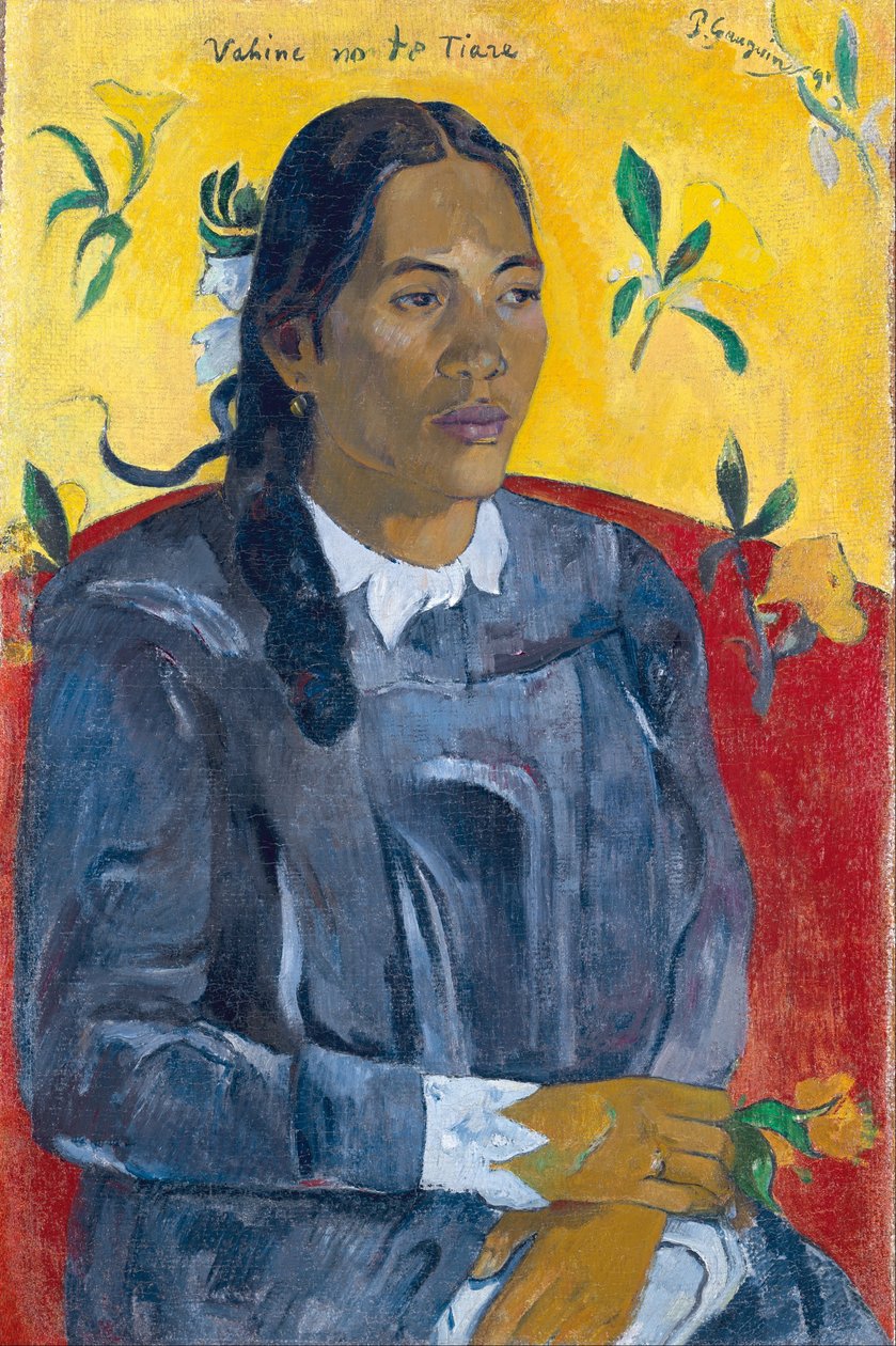 Kvinde med en blomst af Paul Gauguin