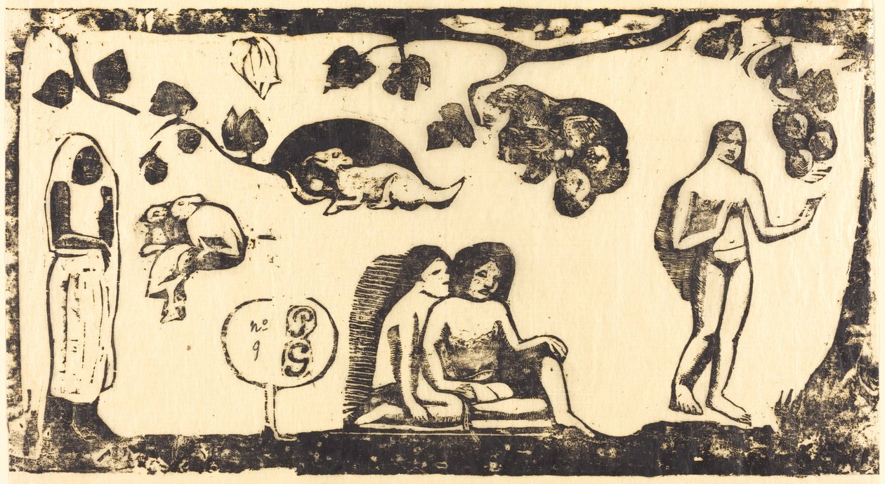 Kvinder, dyr og løv af Paul Gauguin