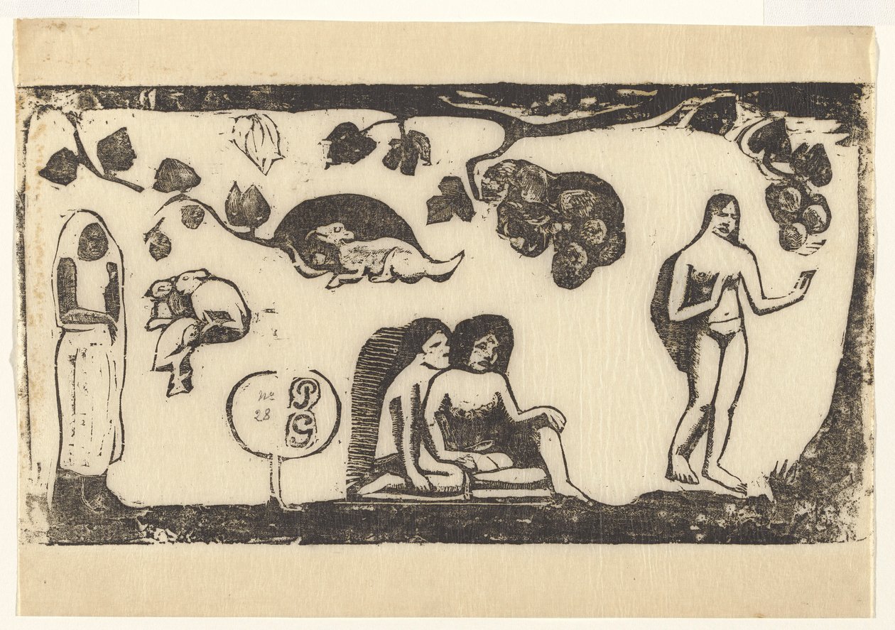 Kvinder, dyr og løv af Paul Gauguin