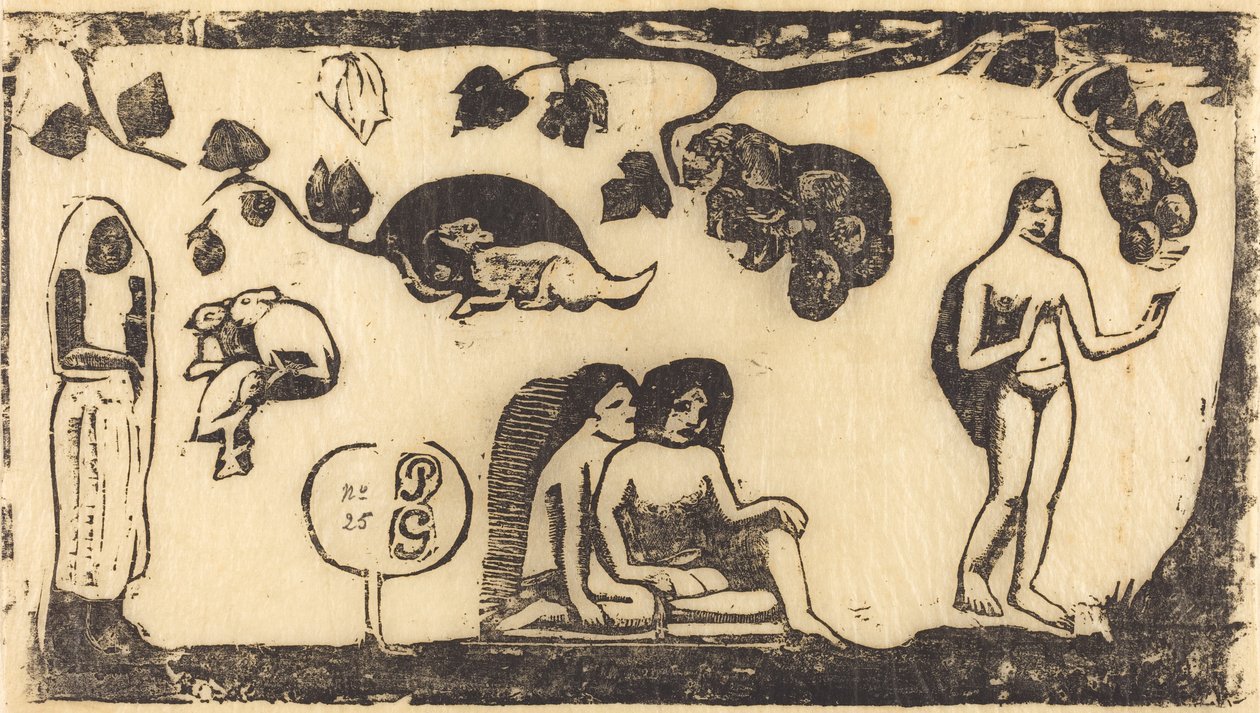Kvinder, dyr og løv Kvinder, dyr og løv, i eller efter 1895. af Paul Gauguin