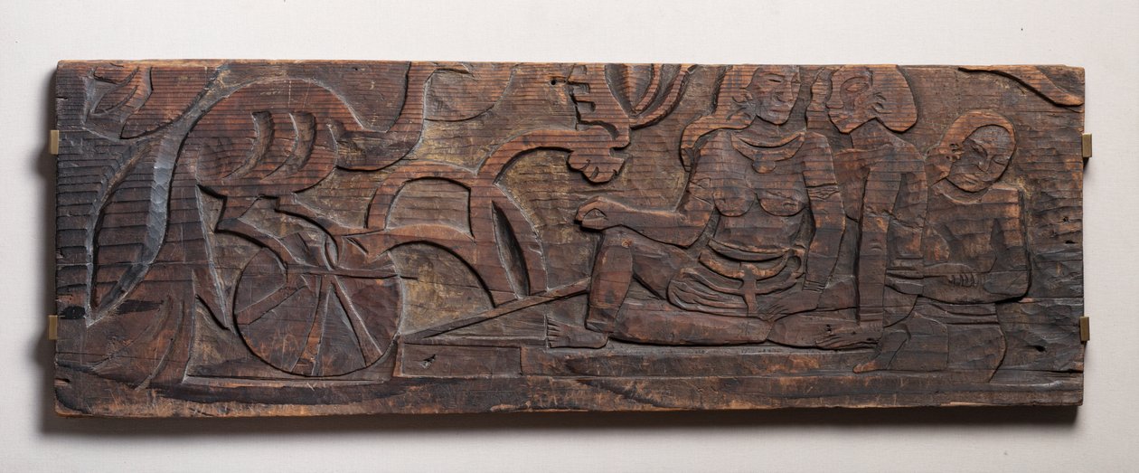 Kvinder med en påfugl, relief af Paul Gauguin