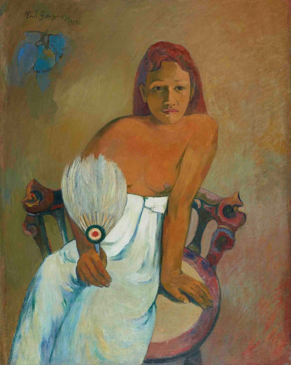 Ung pige med vifte af Paul Gauguin