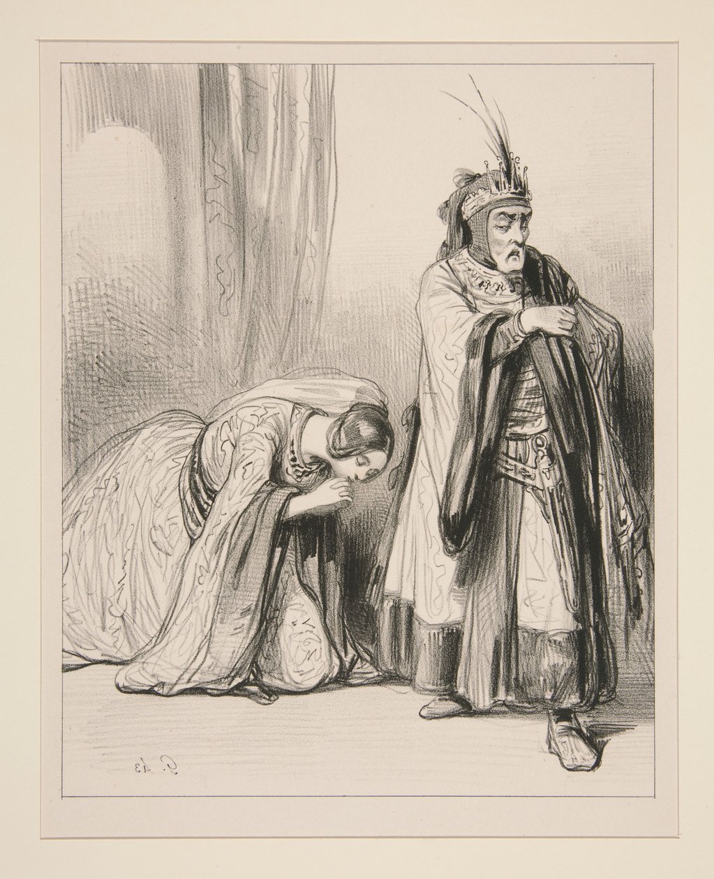 (Den unge prinsesse) Skal jeg da dø af sorg ved Deres fødder, Herre... af Paul Gavarni