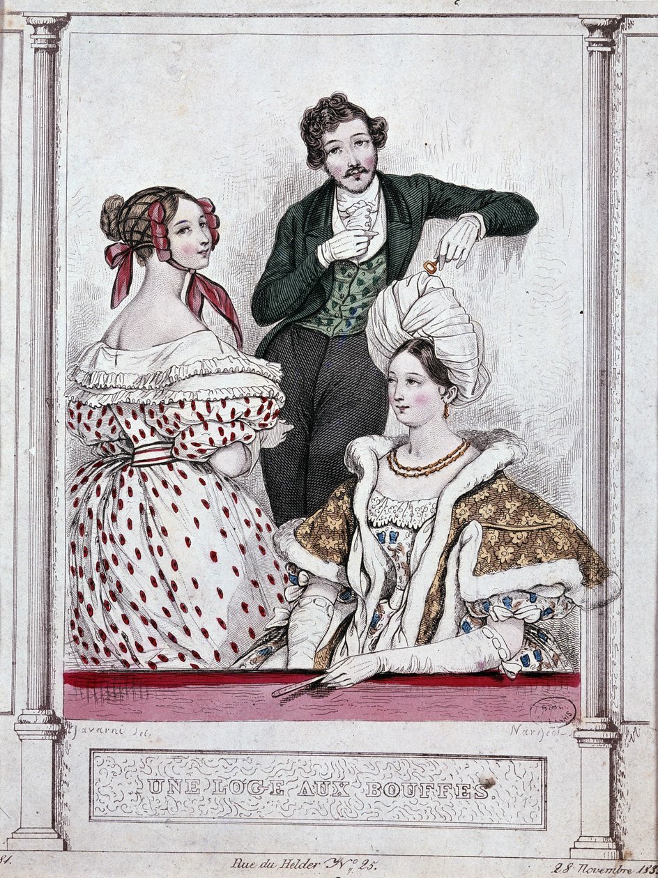 En loge med bouffler, v.1835 - af Gavarni af Paul Gavarni