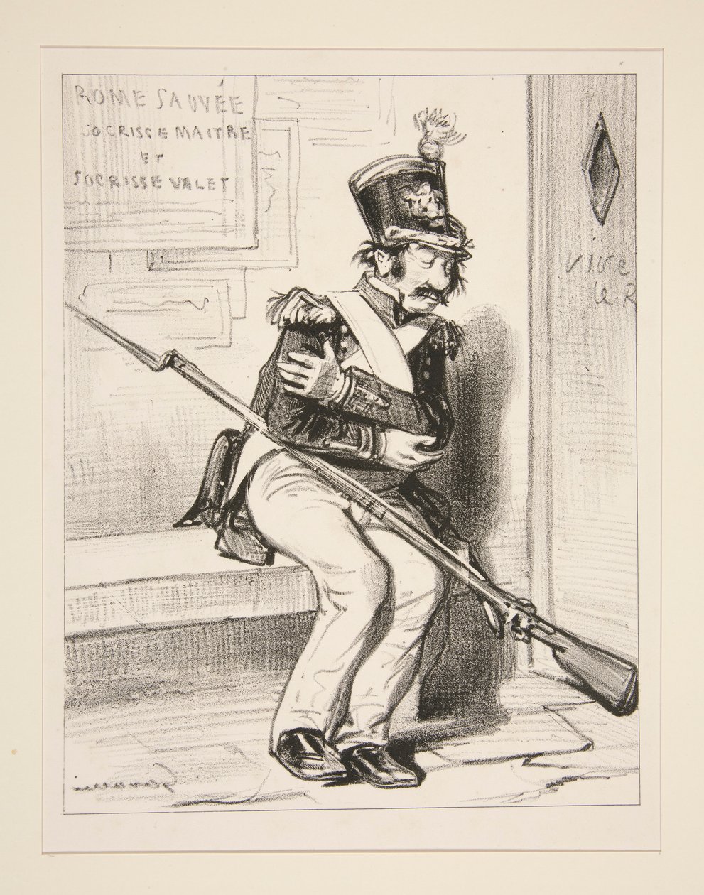 Achille Coqueron, frivillig jæger af 2., drømmer om det af Paul Gavarni