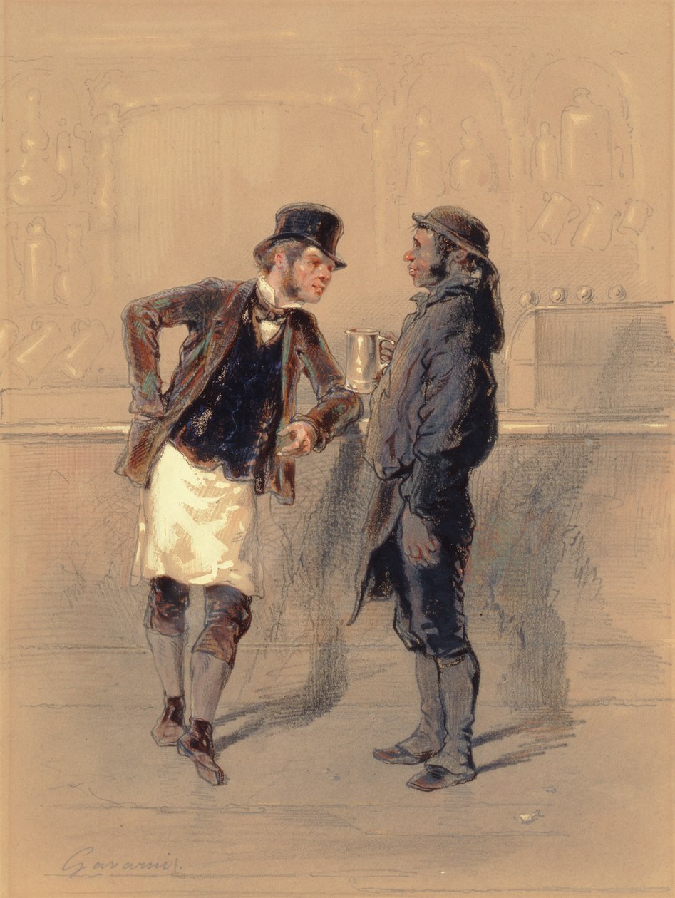 Car Man and Coal Heaver, 1848 (wc, grafit, blyant og kropsfarve på papir) af Paul Gavarni