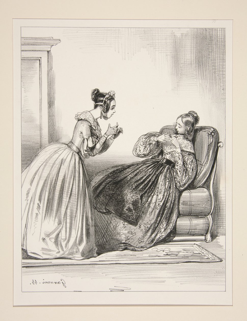 BESKYLDNINGER. Hvad! Det er over for mig, en nær veninde... at du opfører dig sådan!... Hvad!... af Paul Gavarni