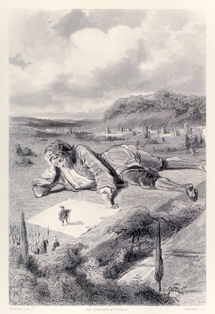 Gulliver har audiens hos Emperor of Lilliput, fra den franske udgave af Gullivers Travels af Jonathan Swift af Paul Gavarni