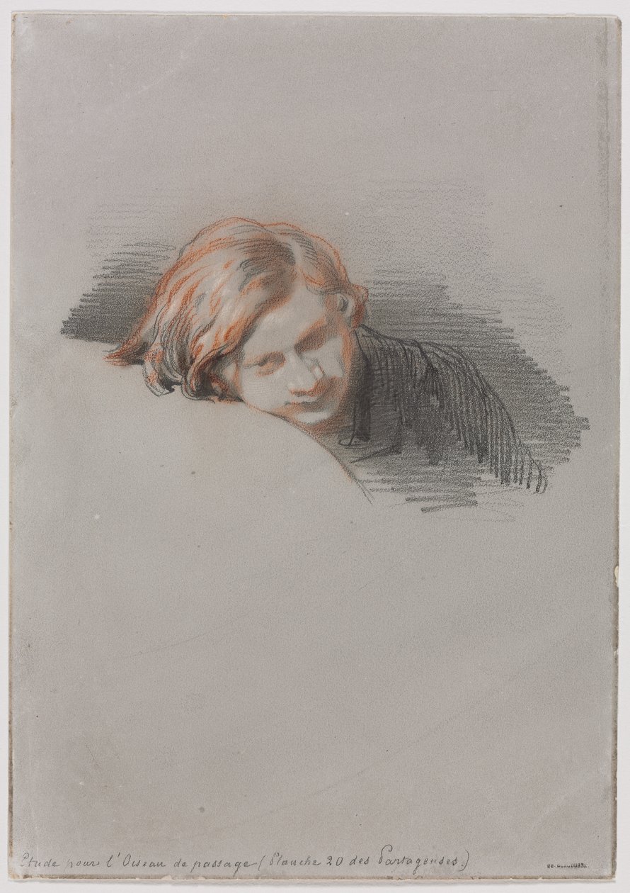 Leder af en ung mandsundersøgelse for LOiseau de passage, 1853. af Paul Gavarni