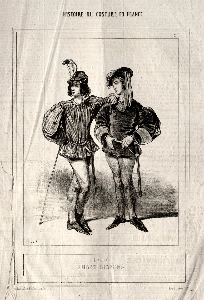 Historien om kostume i Frankrig: Fortællende dommere, 1843. af Paul Gavarni