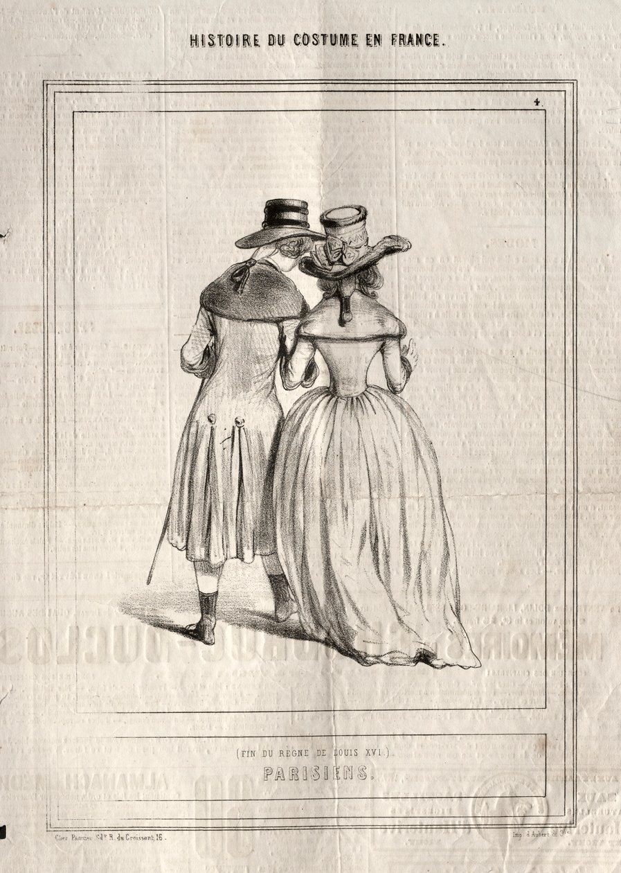 Kostumehistorie i Frankrig: Parisere, 1843. af Paul Gavarni