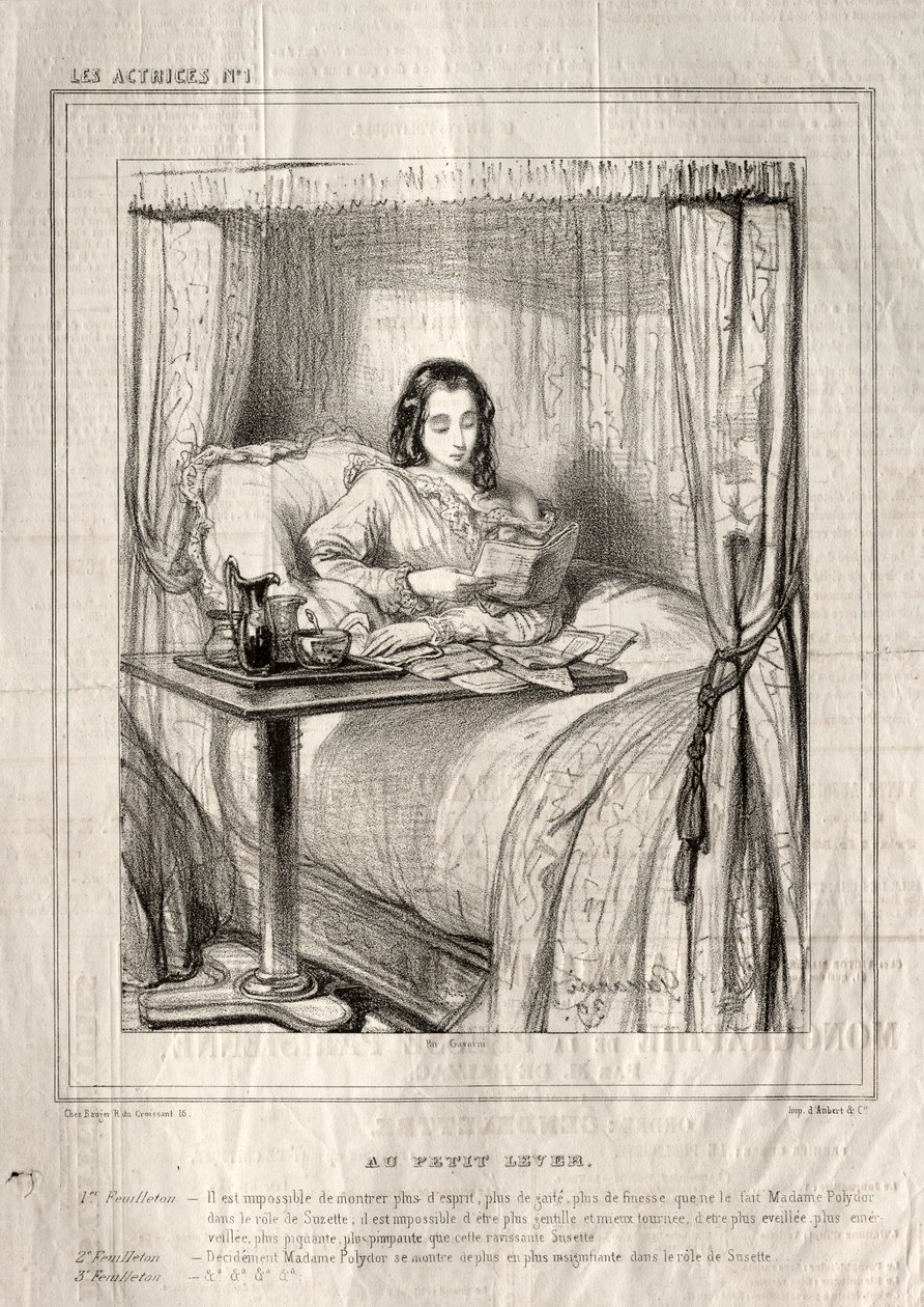 Skuespillerinderne: Ved den lille solopgang..., 1843. af Paul Gavarni
