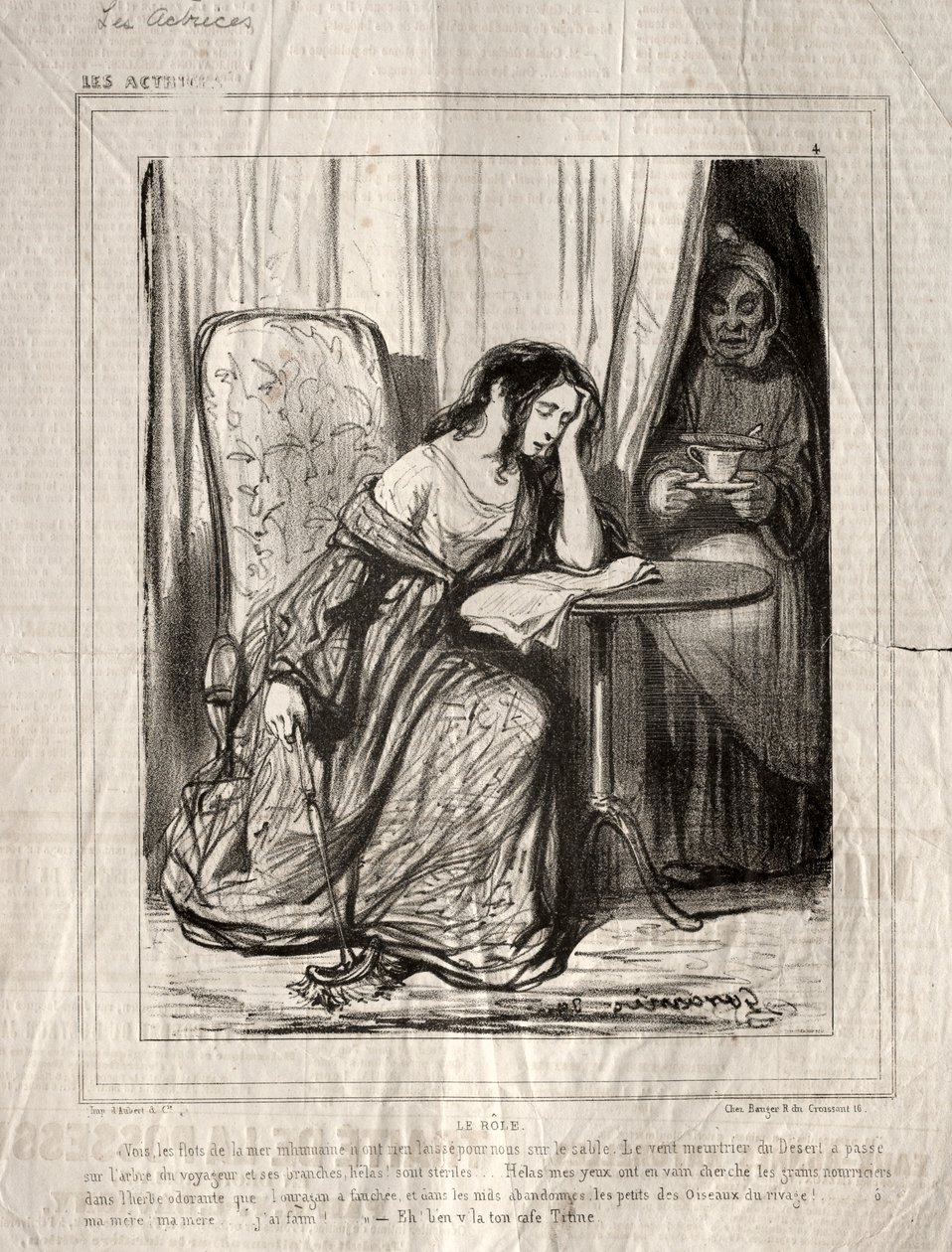 Skuespillerinderne: Rollen, 1843. af Paul Gavarni