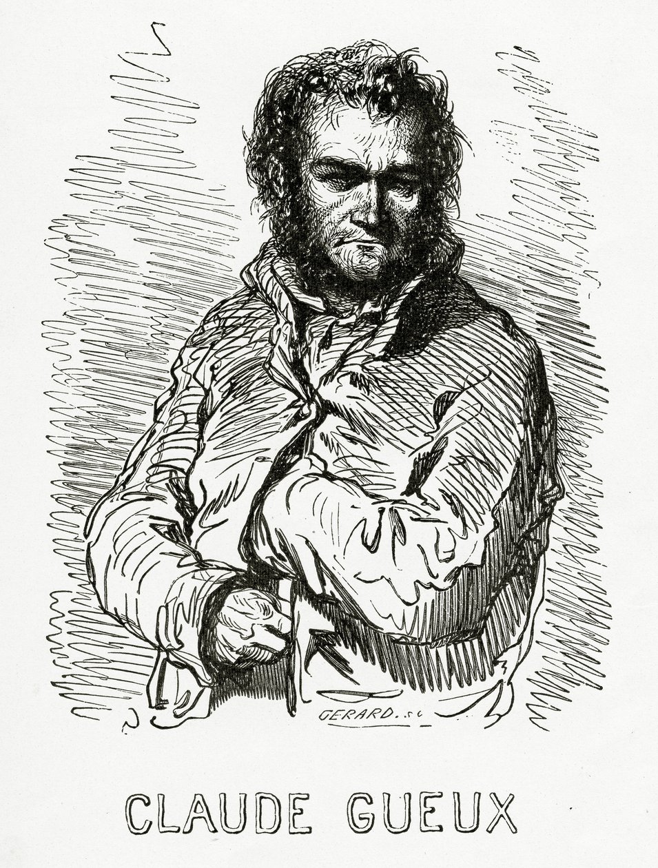 Portræt af Claude Gueux, 1834 (bw-gravering) af Paul Gavarni