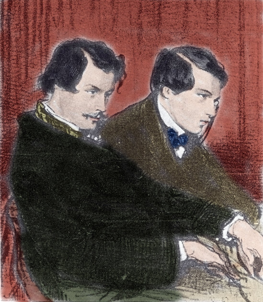 Portræt af Edmond Goncourt (1822-1896) og Jules Goncourt (1830-1870) brødreforfattere. Tegning af Paul Gavarni (1804-1866) 1800-tallet af Paul Gavarni