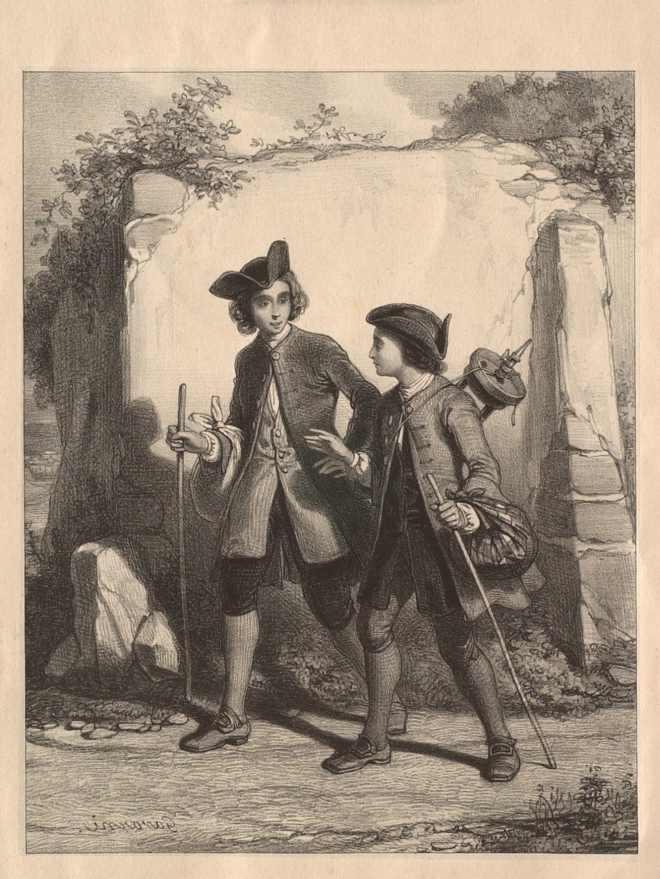 Rousseau og hans ven Bacle af Paul Gavarni